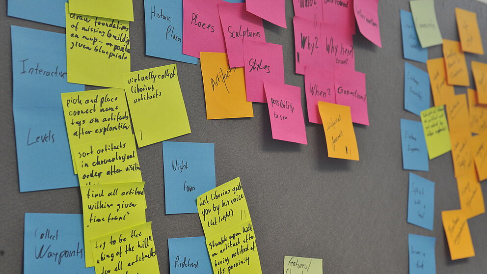 Brainstorming beim Design Thinking Workshop
